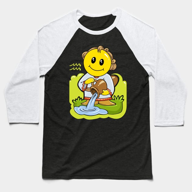 Smiley Aquarius Baseball T-Shirt by SpageGiant